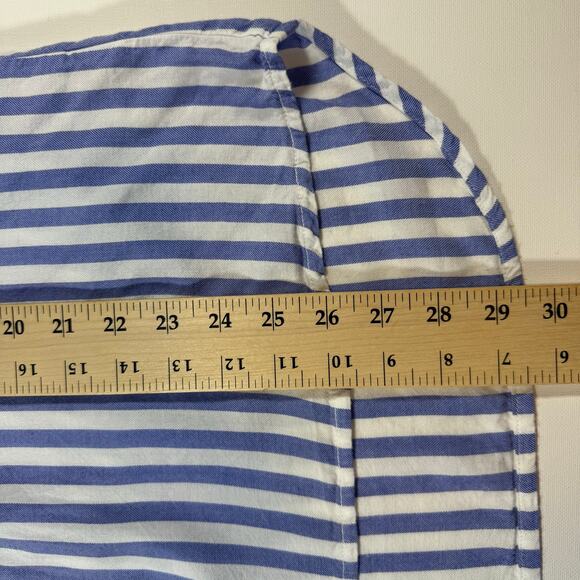Beach Lunch Lounge Blue White Stripe Button Up Shirt Women’s L Rayon Lyocell - Picture 7 of 7